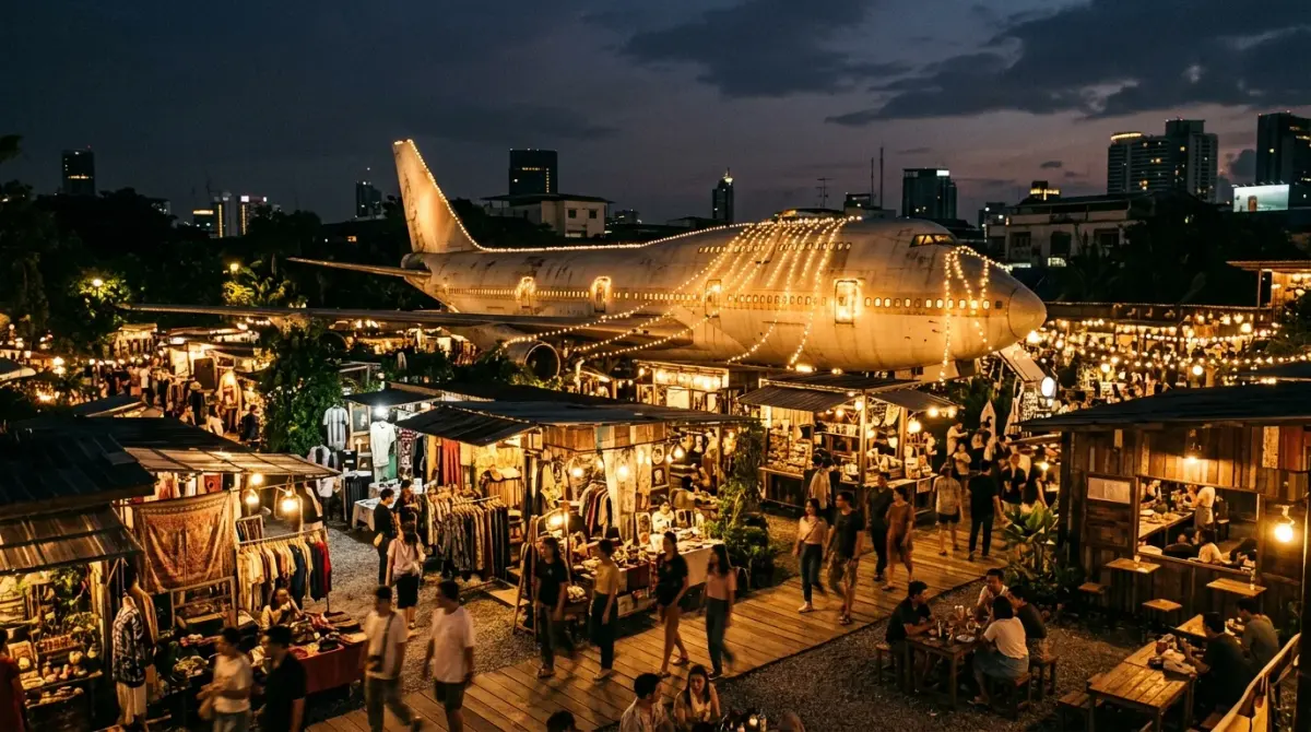 週末はトンブリーの巨大飛行機へ チャンチュイで夜市とアートを満喫